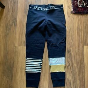 Material girl active black gold‎ and silver workout leggings